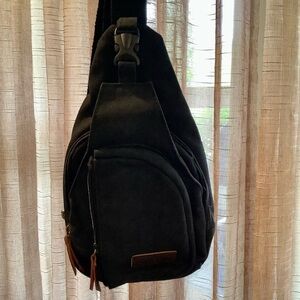 Canvas Crossbody Bag unisex Black NEW